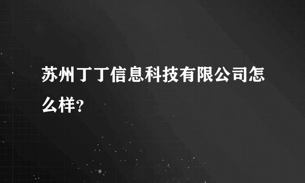 苏州丁丁信息科技有限公司怎么样？