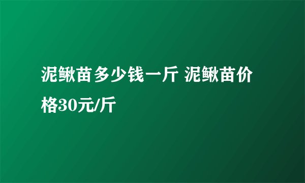 泥鳅苗多少钱一斤 泥鳅苗价格30元/斤