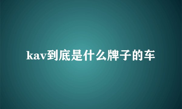 kav到底是什么牌子的车