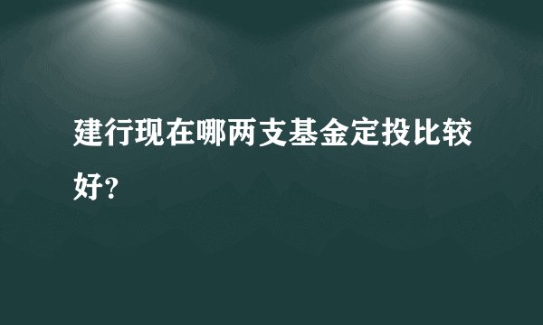 建行现在哪两支基金定投比较好？
