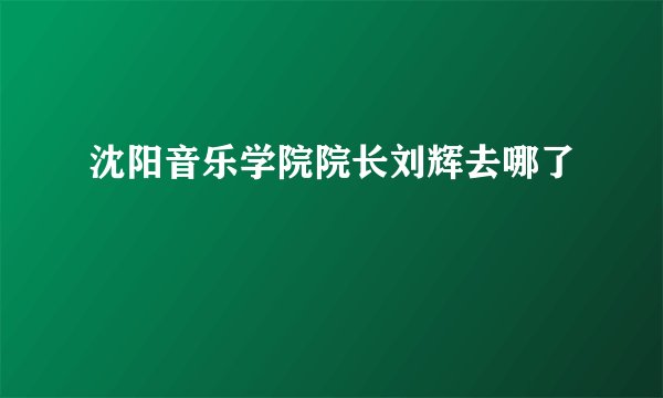 沈阳音乐学院院长刘辉去哪了