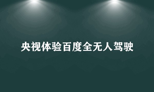 央视体验百度全无人驾驶