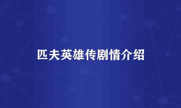 匹夫英雄传剧情介绍