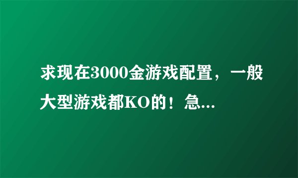 求现在3000金游戏配置，一般大型游戏都KO的！急，谢谢！