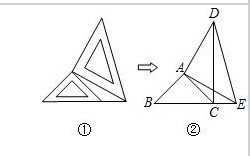 两个大小不同的等腰直角三角形三角板，如图1所示放置，图2是由他抽象的几何图像，B、C、E在同一条直线上，