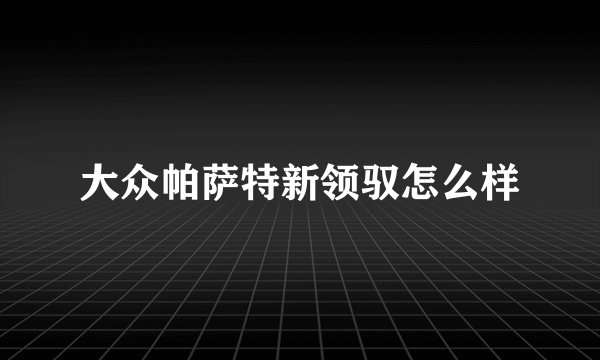 大众帕萨特新领驭怎么样