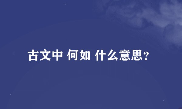 古文中 何如 什么意思？