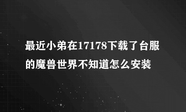 最近小弟在17178下载了台服的魔兽世界不知道怎么安装