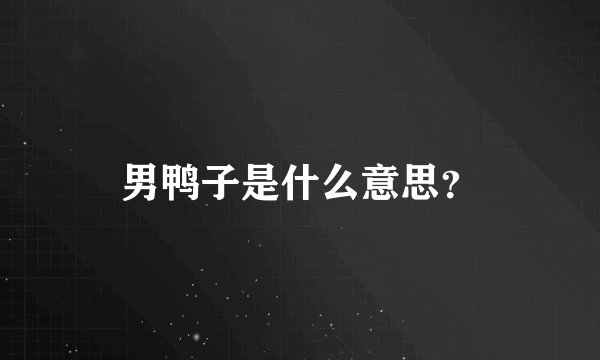 男鸭子是什么意思？