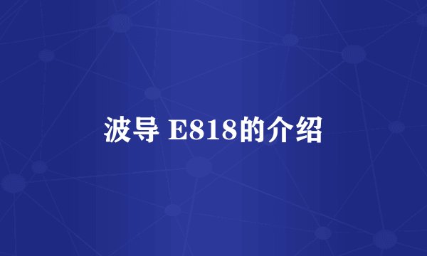 波导 E818的介绍