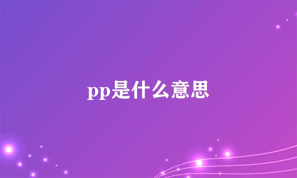 pp是什么意思