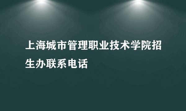 上海城市管理职业技术学院招生办联系电话