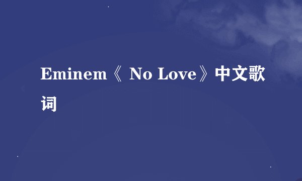 Eminem《 No Love》中文歌词