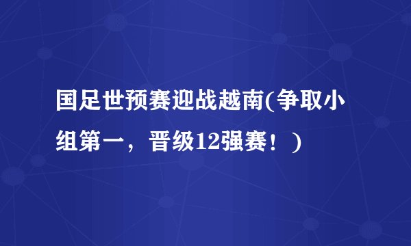 国足世预赛迎战越南(争取小组第一，晋级12强赛！)