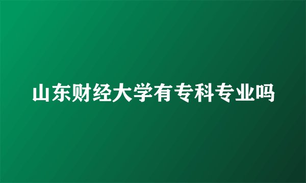 山东财经大学有专科专业吗