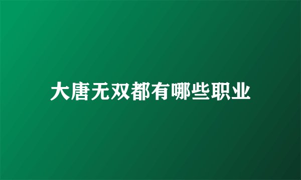 大唐无双都有哪些职业