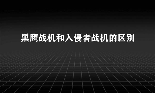 黑鹰战机和入侵者战机的区别