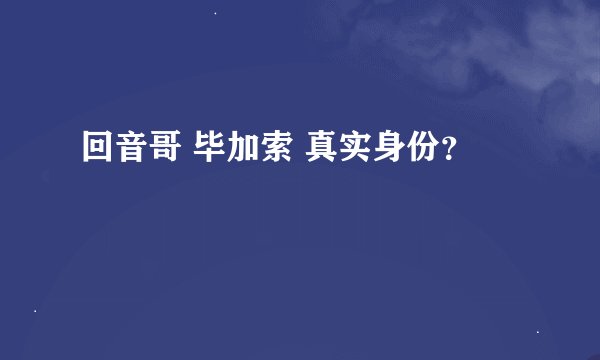 回音哥 毕加索 真实身份？