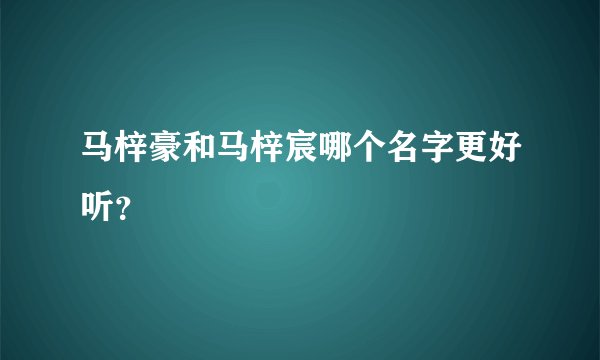 马梓豪和马梓宸哪个名字更好听？