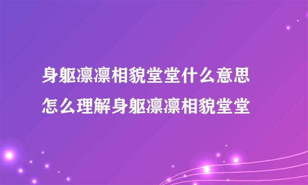 身躯凛凛相貌堂堂什么意思 怎么理解身躯凛凛相貌堂堂