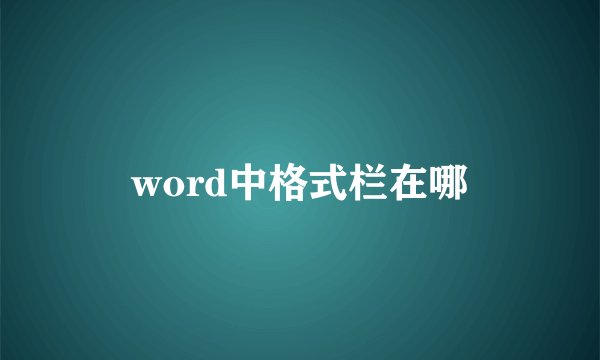 word中格式栏在哪