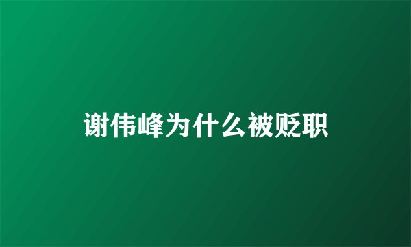 谢伟峰为什么被贬职