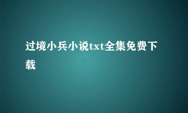 过境小兵小说txt全集免费下载