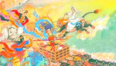 《封神演义》中，金灵圣母披散头发大战三大士，是否意味着打不过他们呢?