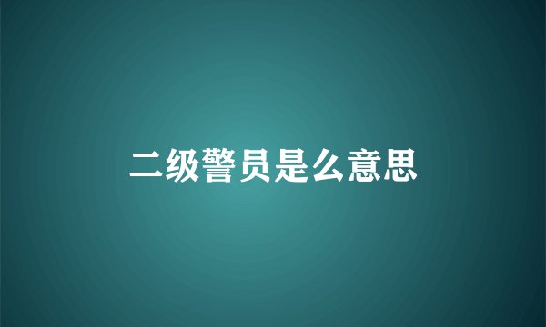 二级警员是么意思
