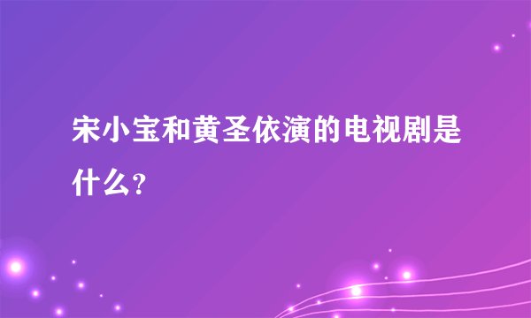 宋小宝和黄圣依演的电视剧是什么？