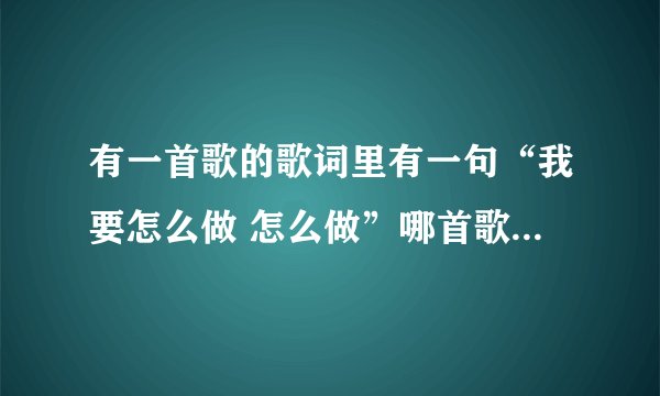 有一首歌的歌词里有一句“我要怎么做 怎么做”哪首歌的名字是什么？
