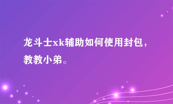 龙斗士xk辅助如何使用封包，教教小弟。