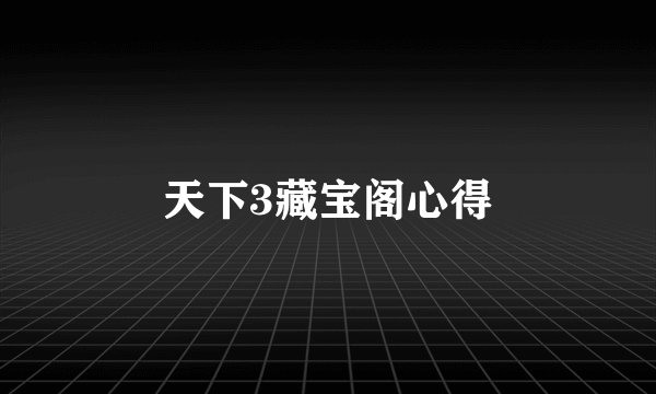 天下3藏宝阁心得