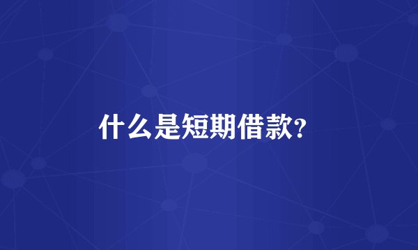 什么是短期借款？