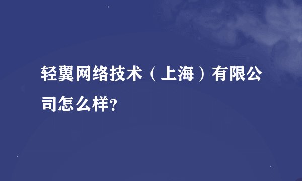 轻翼网络技术（上海）有限公司怎么样？