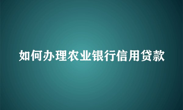 如何办理农业银行信用贷款
