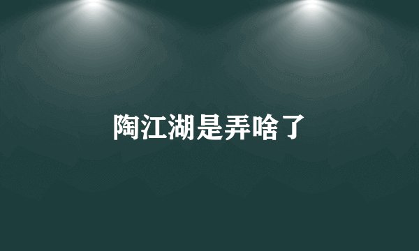 陶江湖是弄啥了