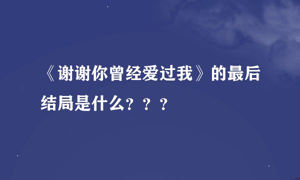 《谢谢你曾经爱过我》的最后结局是什么？？？