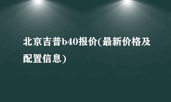 北京吉普b40报价(最新价格及配置信息)