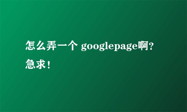 怎么弄一个 googlepage啊？急求！