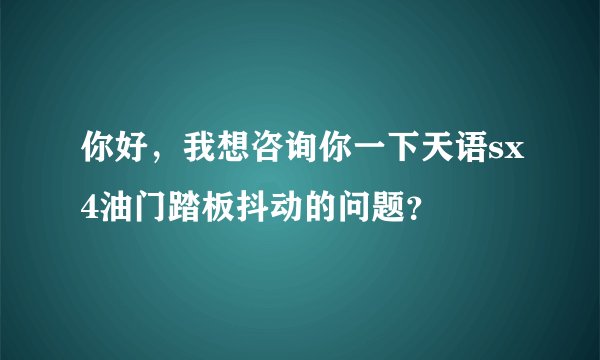 你好，我想咨询你一下天语sx4油门踏板抖动的问题？