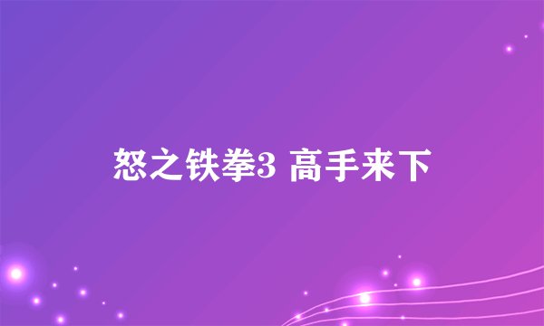 怒之铁拳3 高手来下