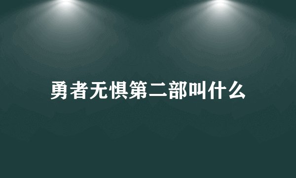 勇者无惧第二部叫什么