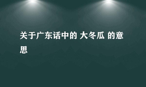 关于广东话中的 大冬瓜 的意思