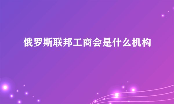 俄罗斯联邦工商会是什么机构