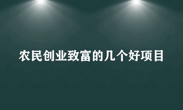 农民创业致富的几个好项目