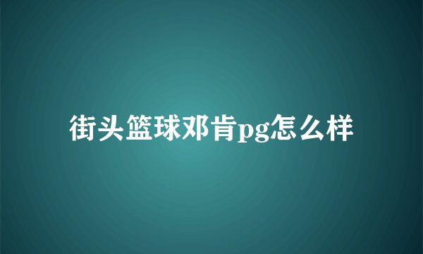 街头篮球邓肯pg怎么样