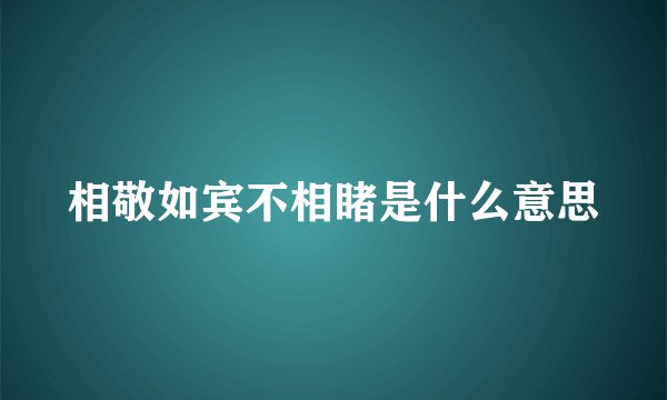 相敬如宾不相睹是什么意思