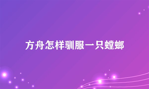 方舟怎样驯服一只螳螂