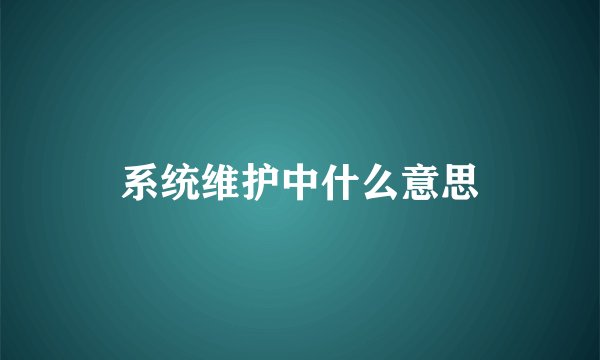 系统维护中什么意思